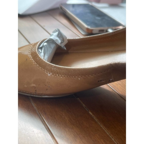 Tory Burch Eddie Ballet Flats Royal Tan Patent Leather Slip On Neutral Size 7 - Picture 11 of 12